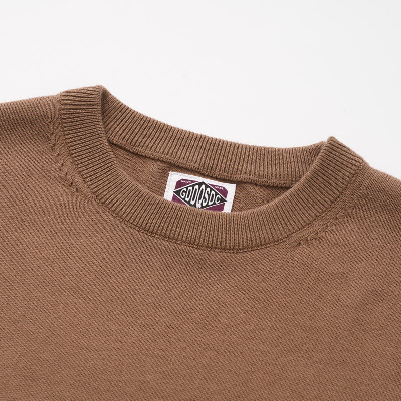 Pure Cotton Yarn Knitted Men's Short-sleeved T-shirt Round Neck