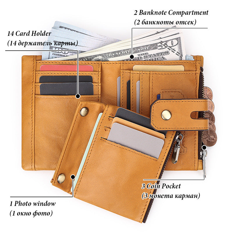 Men's Fashion Personality Tri-fold Multi-color Wallet