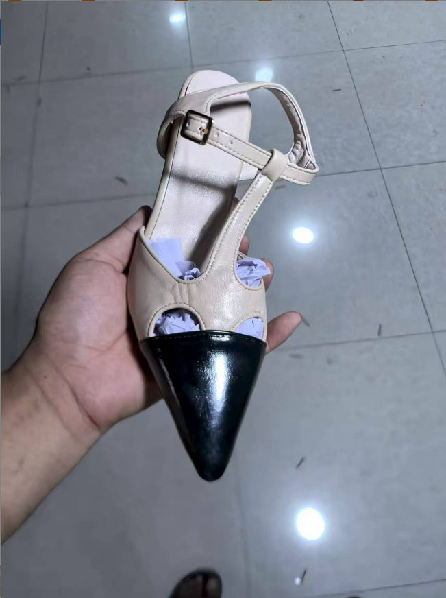 Summer High Heel Fashion Color Matching Buckle Sandals