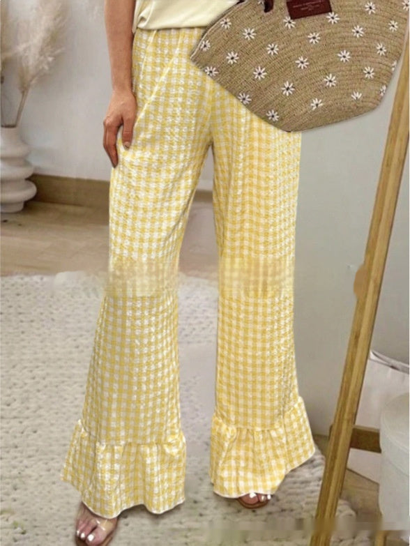Summer New Two-tone Plaid Women's Casual Pants