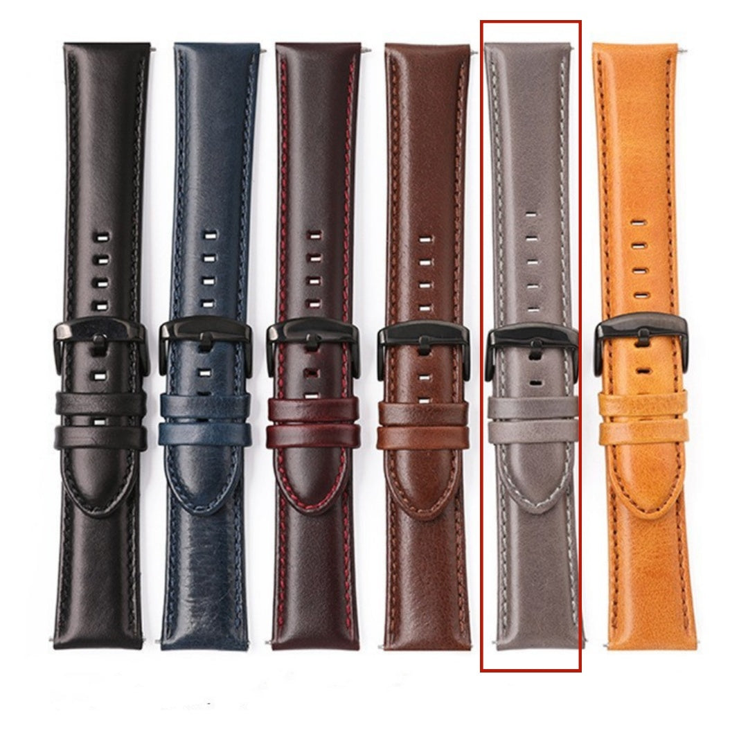 All-match Top Layer Cow Leather Watch Strap Crazy Horse Pattern Leather Smart Watch Band