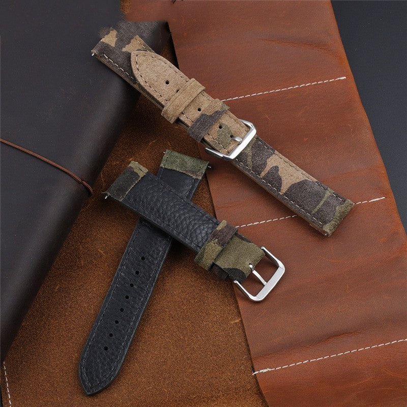 Creative And Versatile Camouflage Genuine Leather Watch Strap