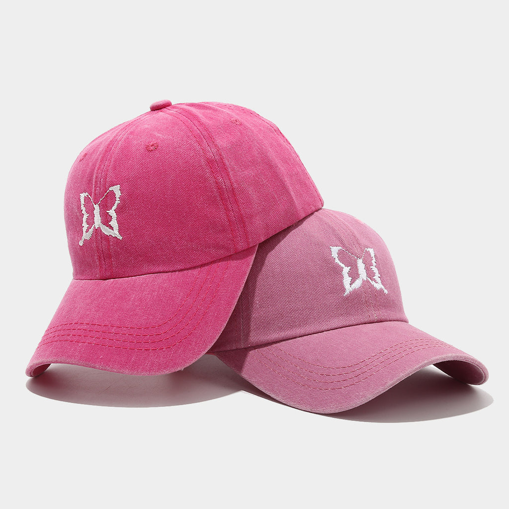 Soft Top Casual Peaked Cap Butterfly Embroidered Sun Hat