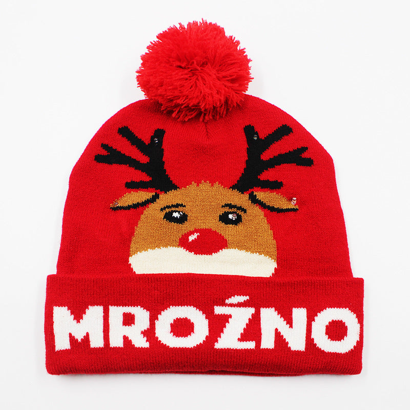 Holiday Party Christmas LED Luminous Knitted Jacquard Knitted Hat