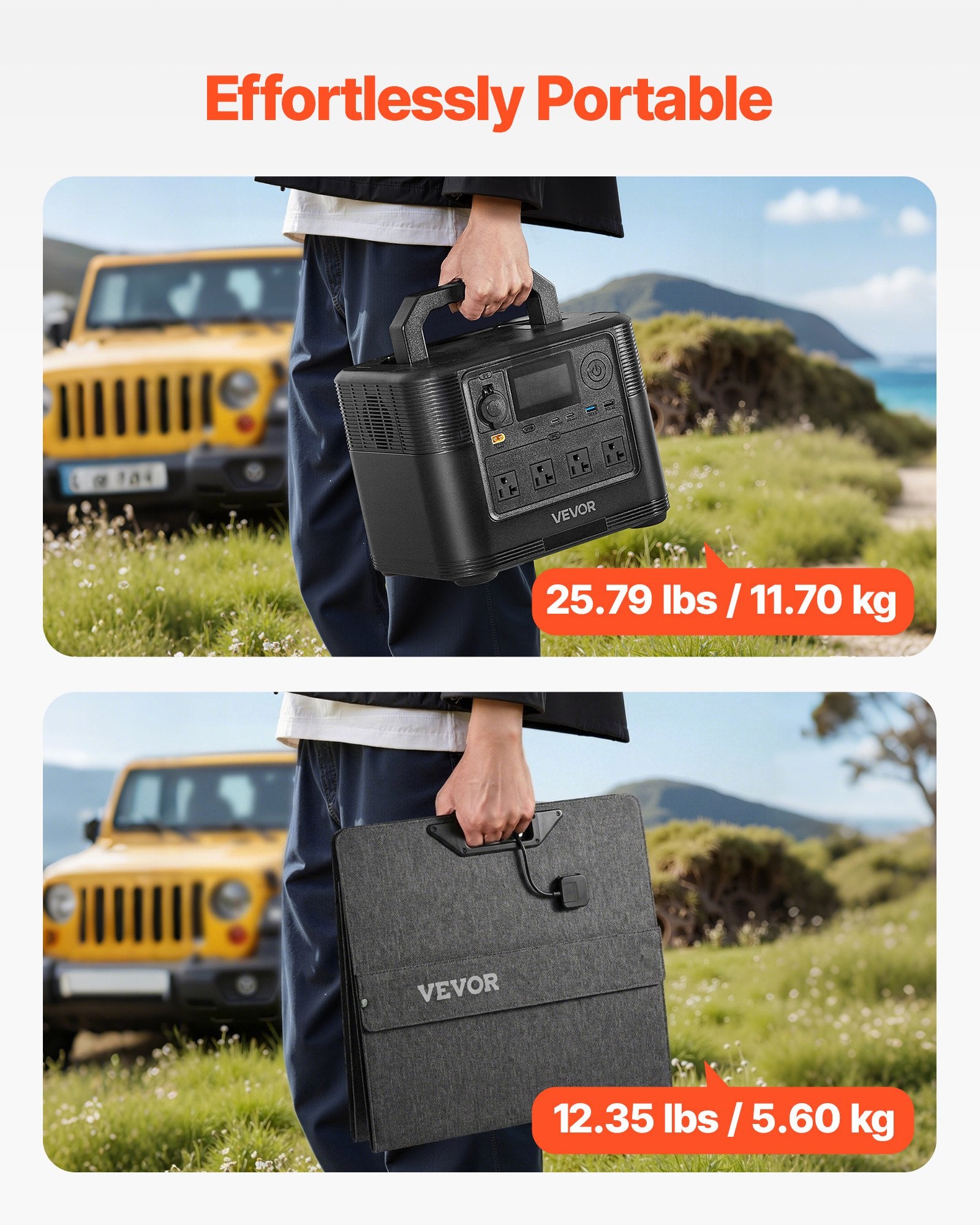 Portable Power Station With 200W Solar Panel, 1200W Solar Generator Power Station, 806Wh LiFePO4 Battery Backup With 9 Output Ports For Home Emergency, Outdoor Camping, RV Travel