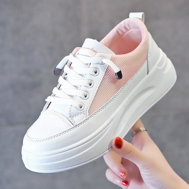 Mesh casual platform white shoes