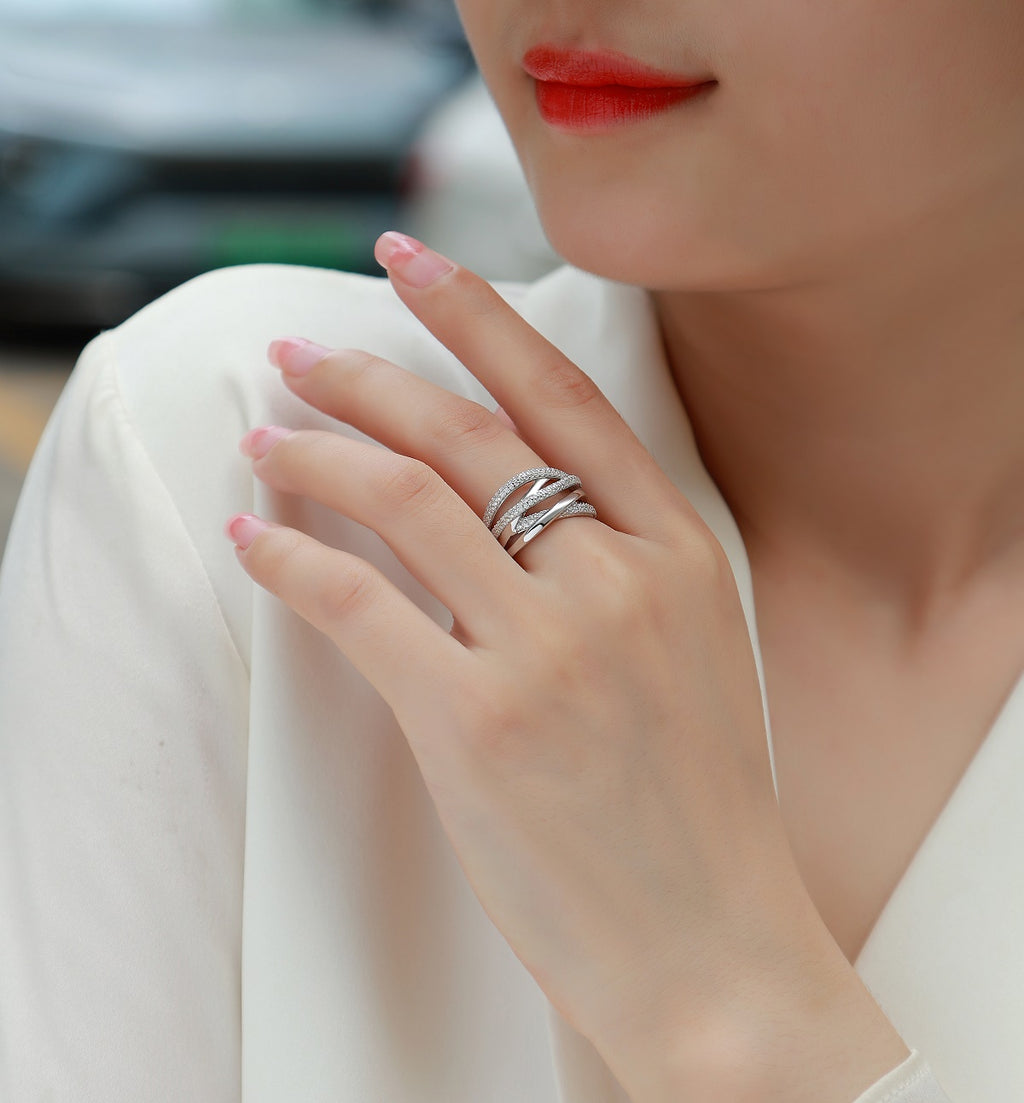 1Brilliant Interweaving - A Fashionable And Luxurious Jewelry Accessory Set With Moissanite S925 Sterling Silver And Platinum-plated Diamond Prohibit TikTok sales
