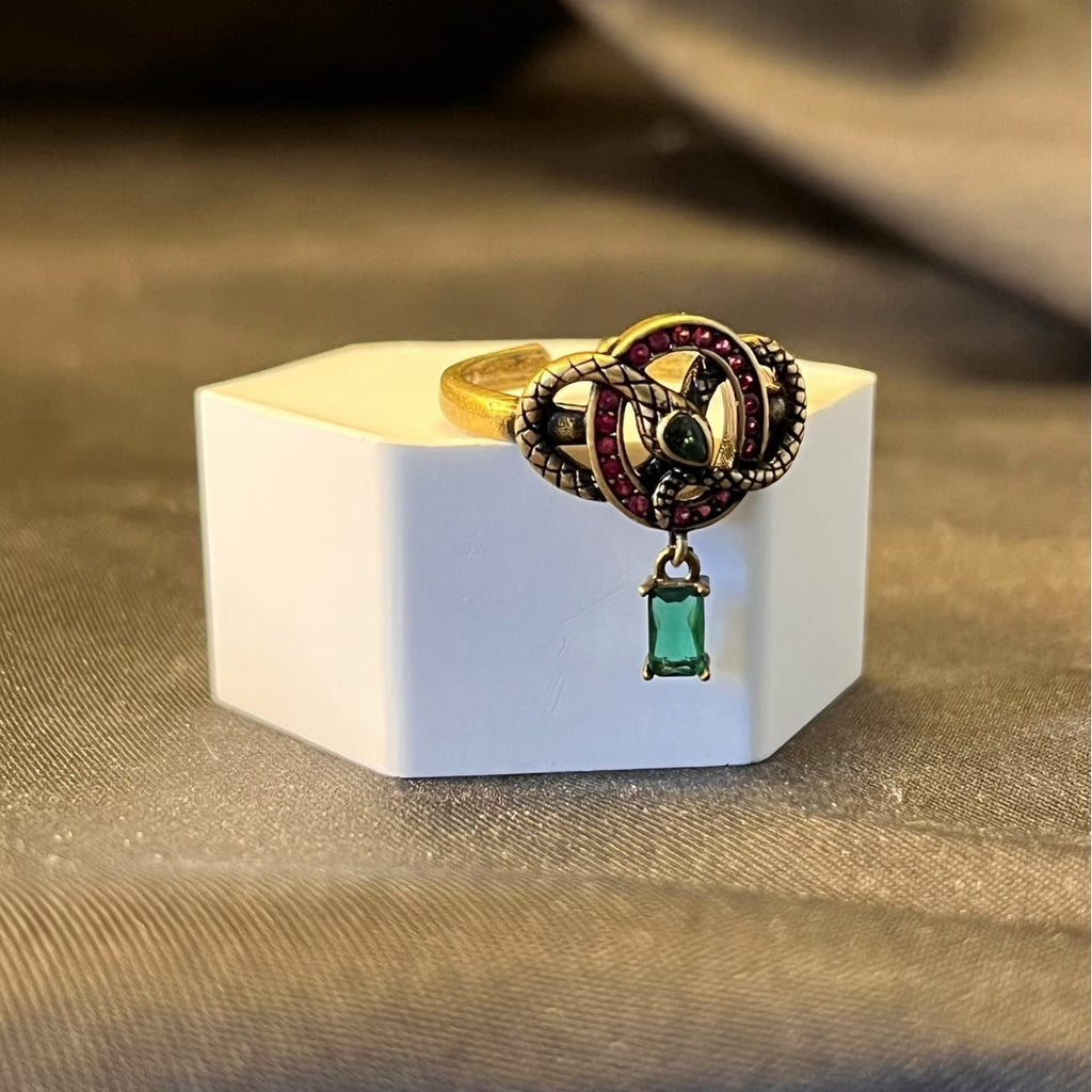 Xiao Vintage Snake Electroplated Black Gold Ring