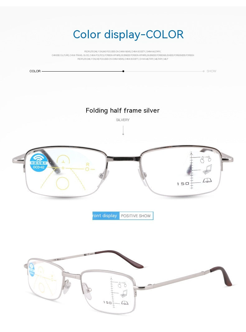 Remote And Near Dual-purpose Reading Glasses Smart Zoom Anti-blue Light