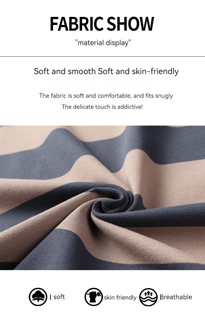 Men's Polo Shirt Short-sleeved Lapel T-shirt Striped Business Casual Lead Basic All-matching