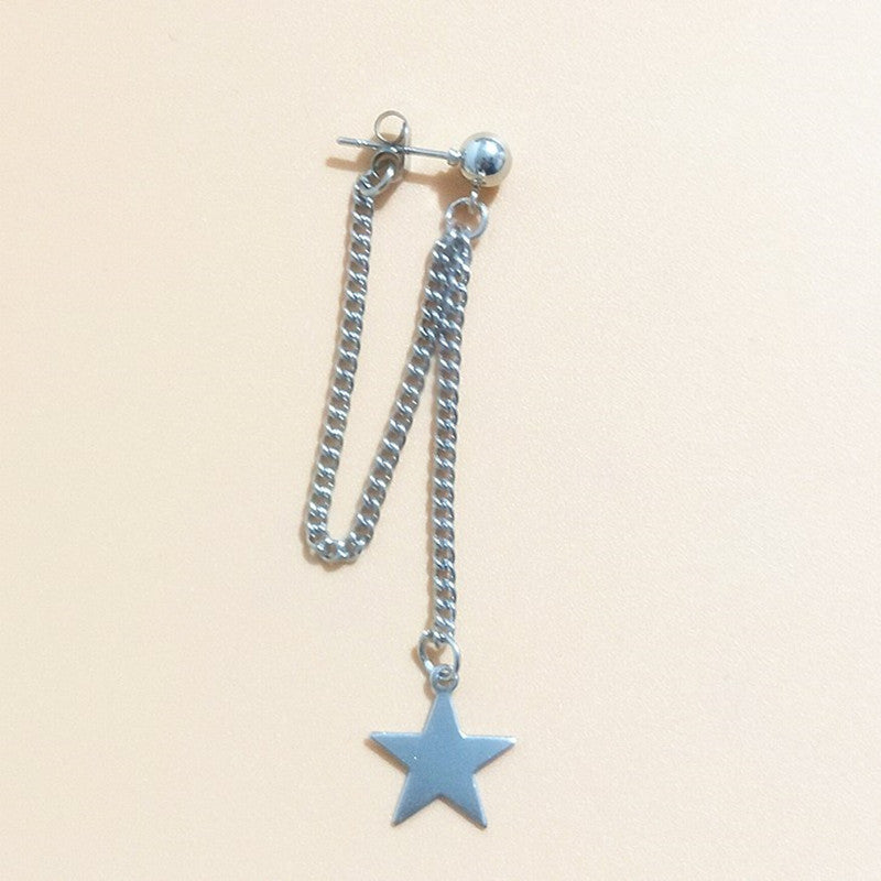 Chain Star Moon Peach Heart Sharp Cone Rhombus Earrings