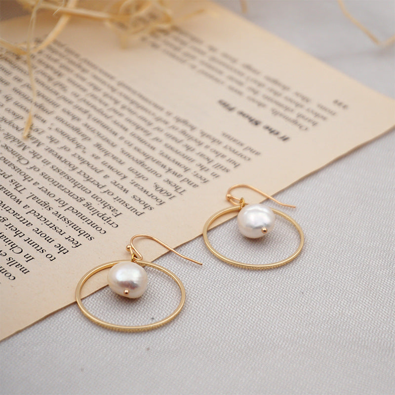 Baroque Large Circle Shaped Pearl Earrings