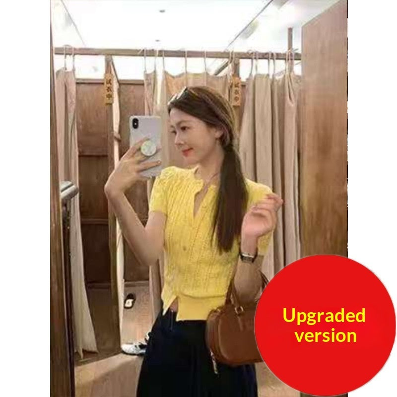 Korean-style Casual Slimming Short-sleeve Knit Top For Women