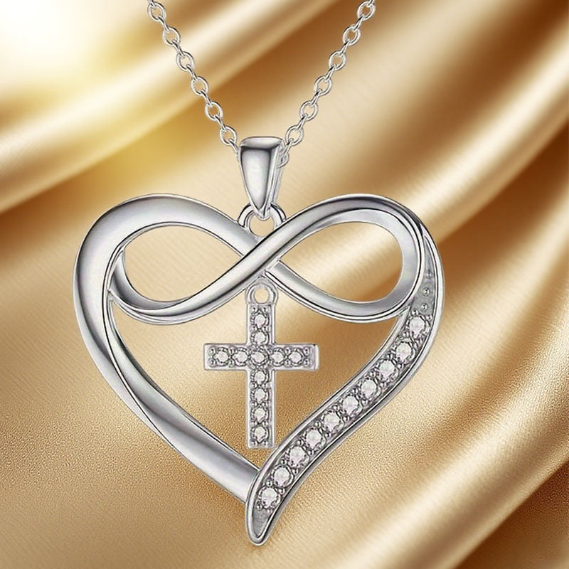 New Simple Style Heart-shaped Cross Necklace