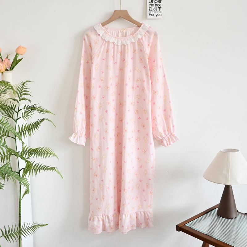 Long Sleeve Nightdress Thin Loose Soft Home