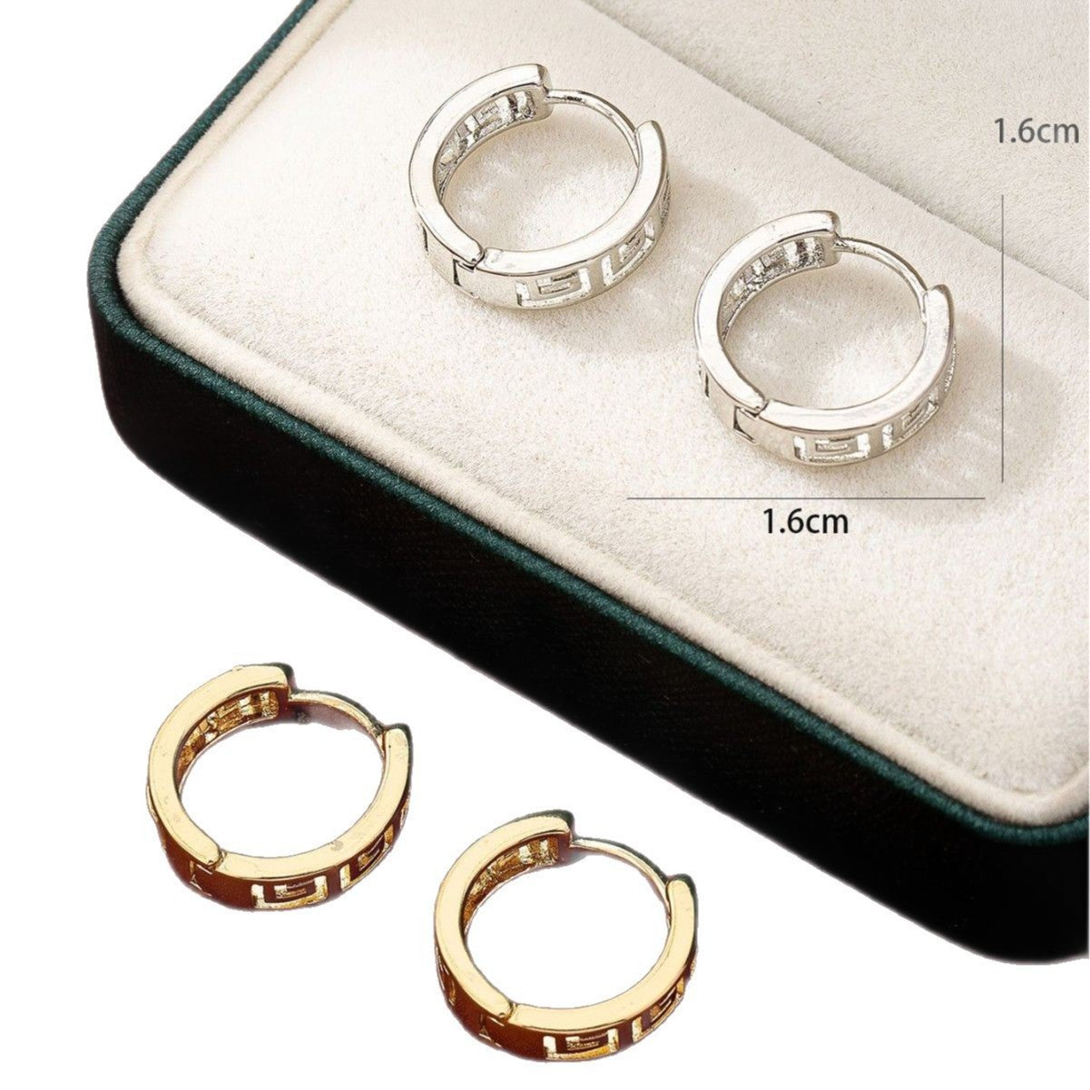 Retro Ethnic Style Earrings Women's Electroplated Gold Tibetan Silver Great Wall Pattern