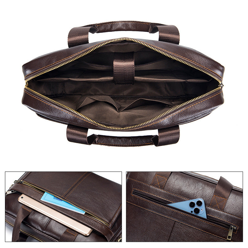 Men's First Layer Cowhide Portable Briefcase