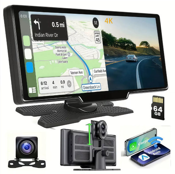 Car Navigator Dual Camera Touch Screen Carplay Car GPS Navigation 1026-inch