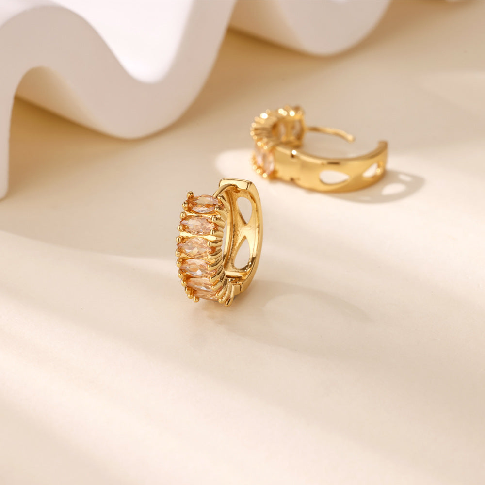 Exquisite Geometric Inlaid Zircon Earrings