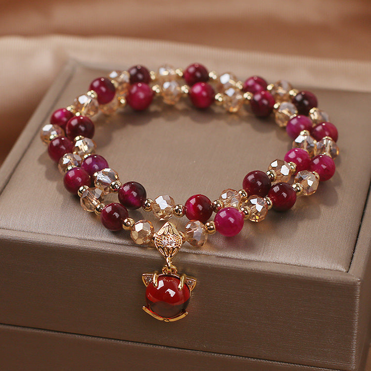 Ins Natural Rose Tigereye Crystal Bracelet