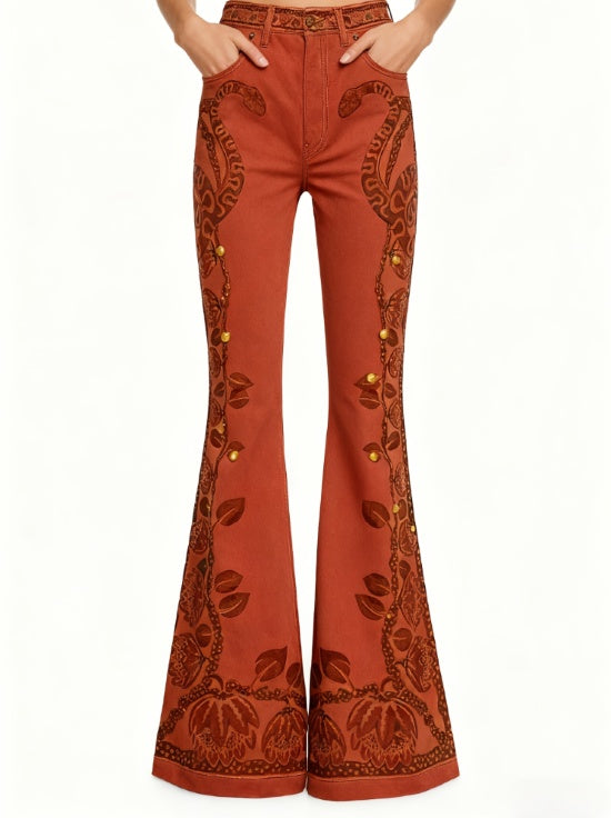 Fashionable Printed Flared Pants