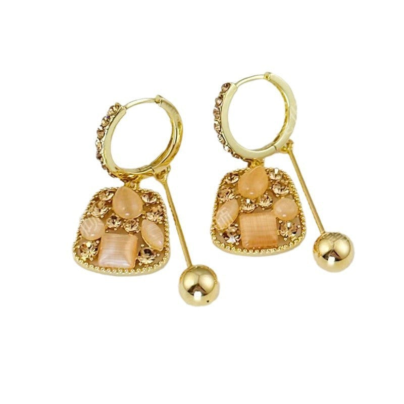 Light Luxury Temperament Opal Square Ear Clip Elegant High-end Sense