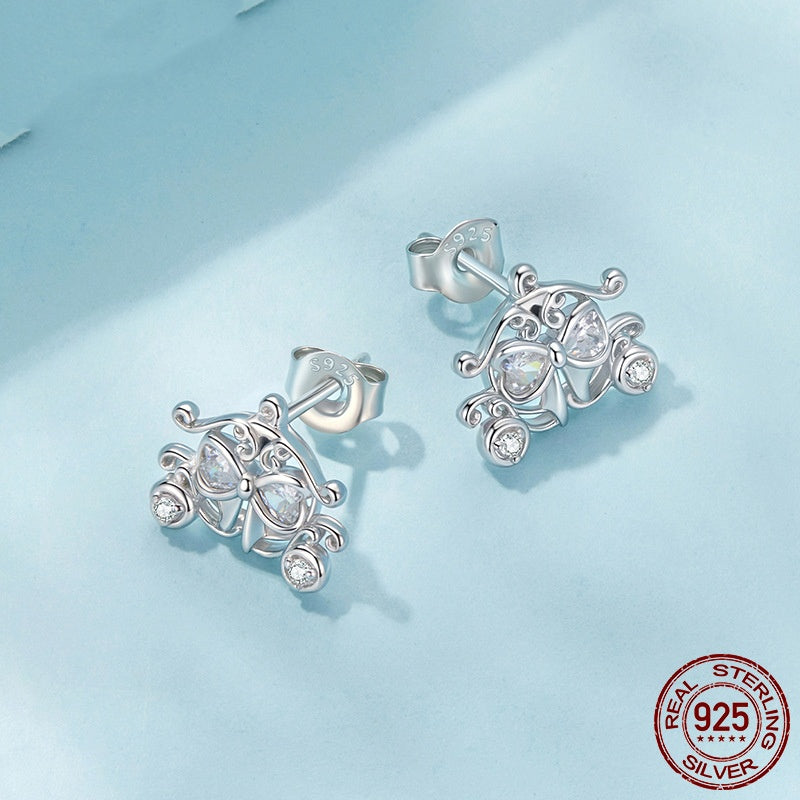 Retro Fairy Tale Pumpkin Car Stud Earrings French Elegant Romantic