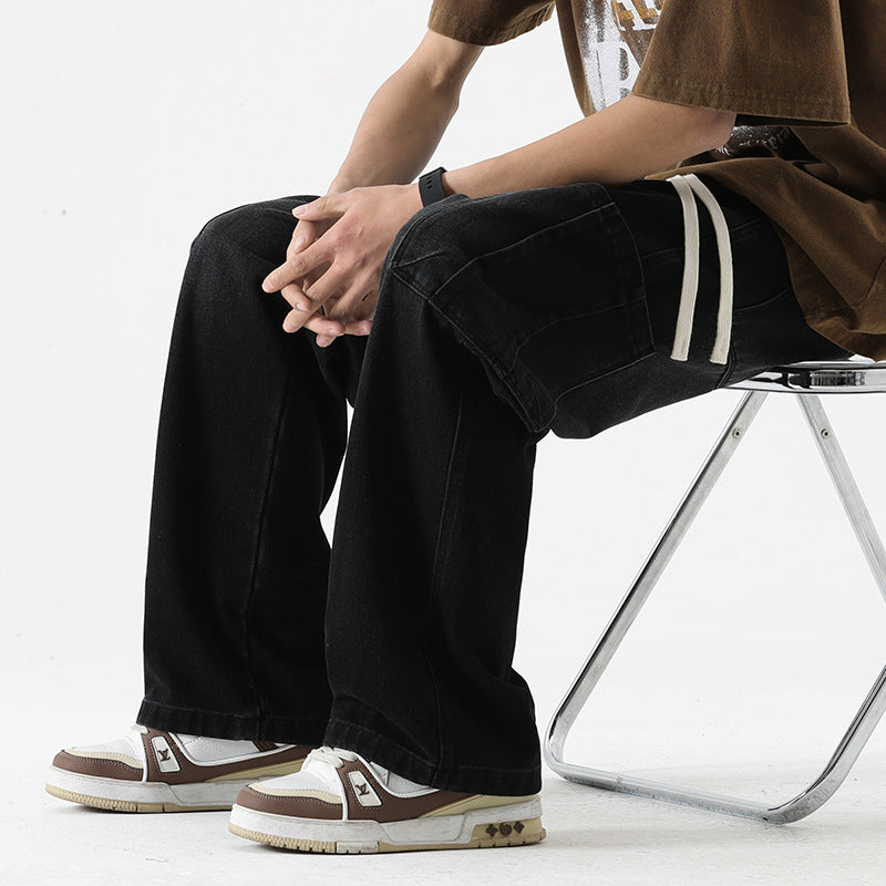 Retro Washed Big Workwear With Pocket Jeans For Men