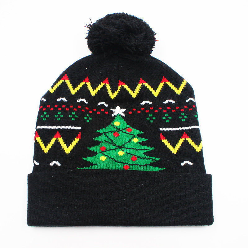 Holiday Party Christmas LED Luminous Knitted Jacquard Knitted Hat