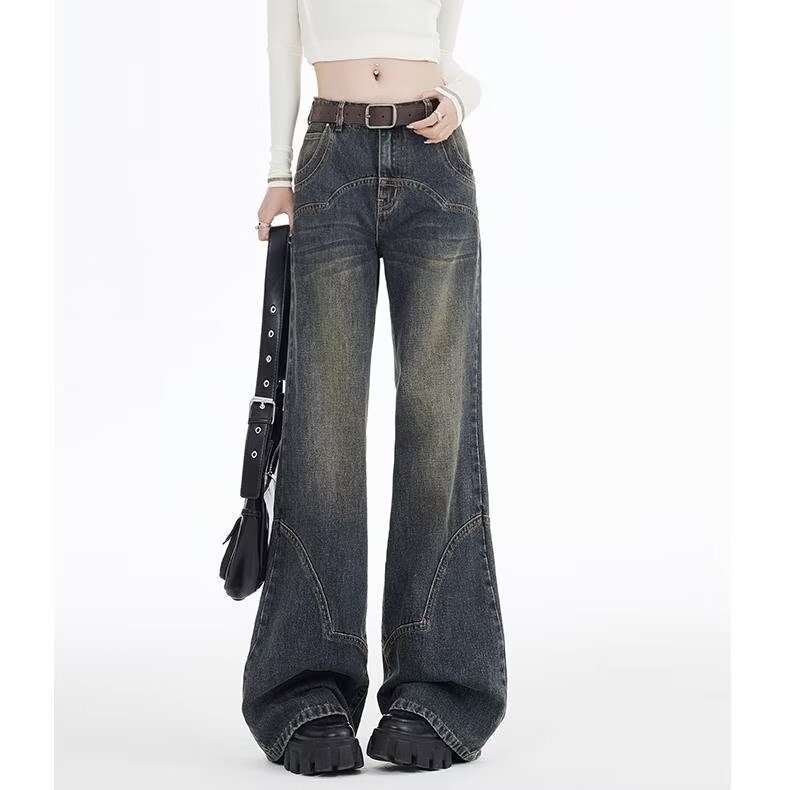 Womens Retro High-Waisted Denim Jeans New Loose Style For FallWinter