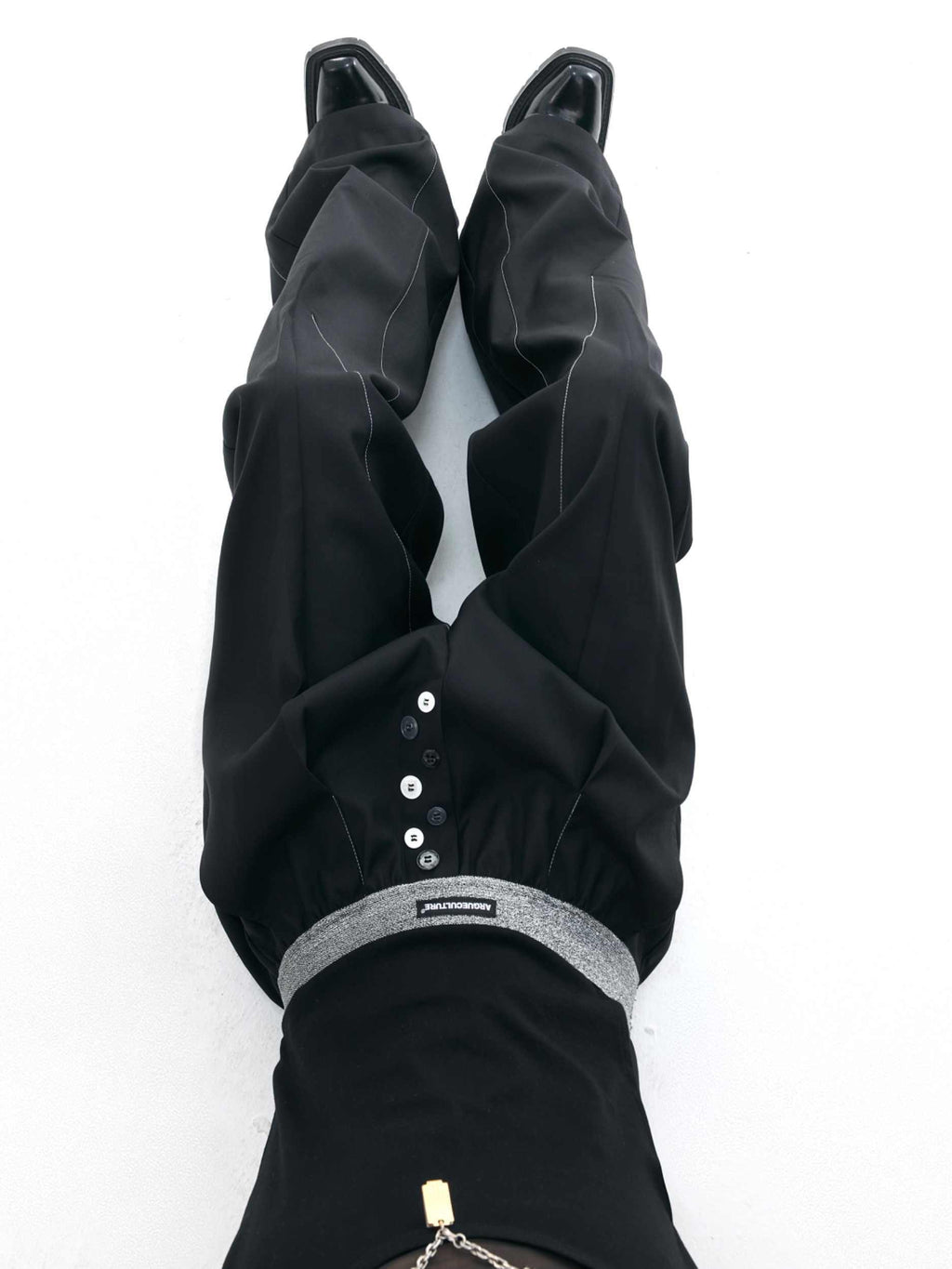 Drooping Straight Suit Pants Button Open Line Design Casual Pants