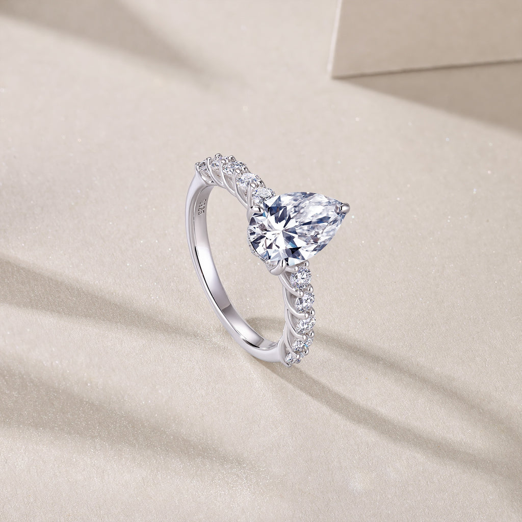 1Moonlight Water Drop - A Fashionable Diamond Jewelry Piece Set With Moissanite S925 Sterling Silver And Platinum Diamond Ring Prohibit TikTok sales