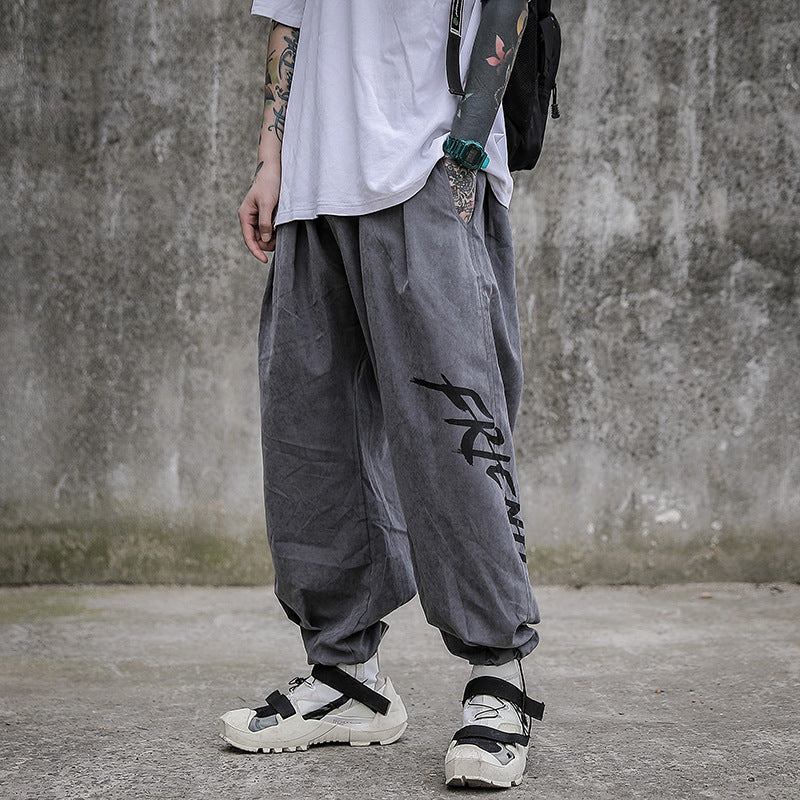 Drawstring trendy male Korean hip-hop Harlan pants