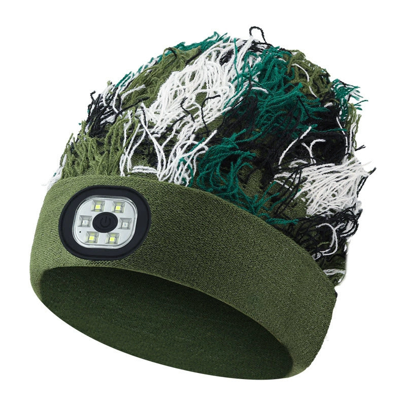 Outdoor Lighting Night Light Fishing Mountaineering Knitted Thickened Woolen Cap