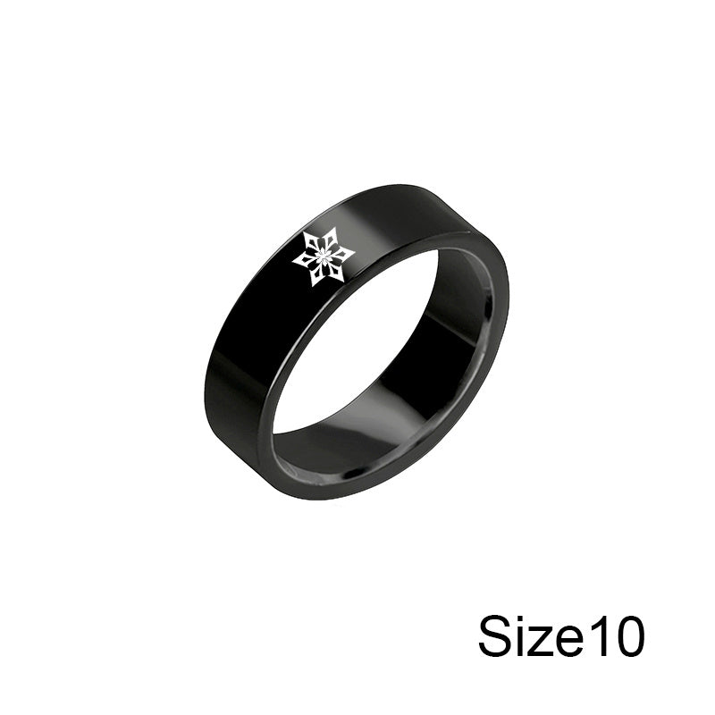 Genshin Impact Stainless Steel Ring Eye Of God Ice Fire Wind Water Grass Thunder Element Rings For Women Men