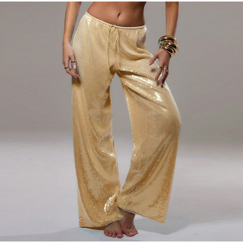 Casual Women's Clothing Loose Sequins Slim Trousers