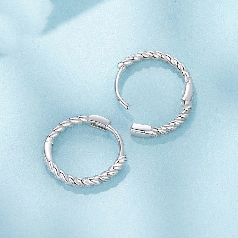 Simple Fashion Twist Argent Pur Earring Ear Clip All-match Fashion S925 Sterling Silver