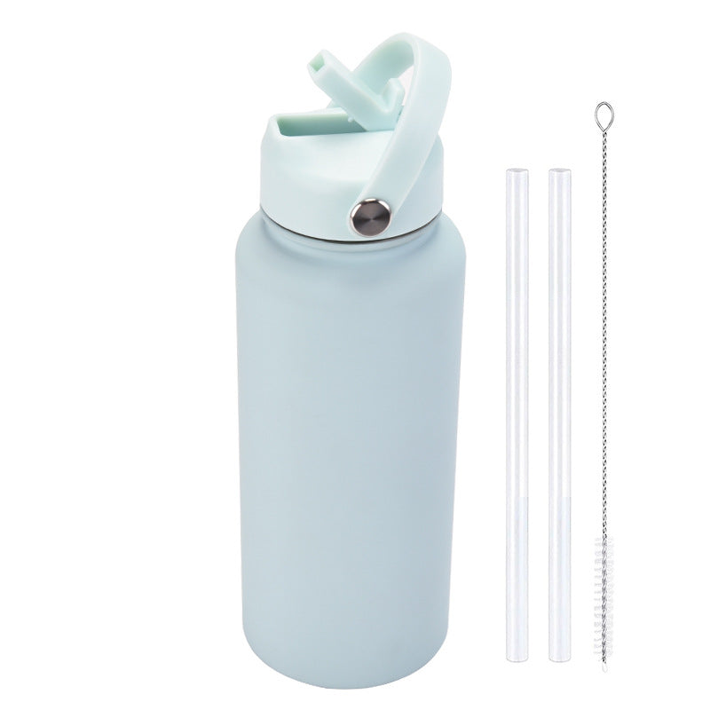 Sports Stainless Steel Large Capacity Straw Warm-keeping Water Cup