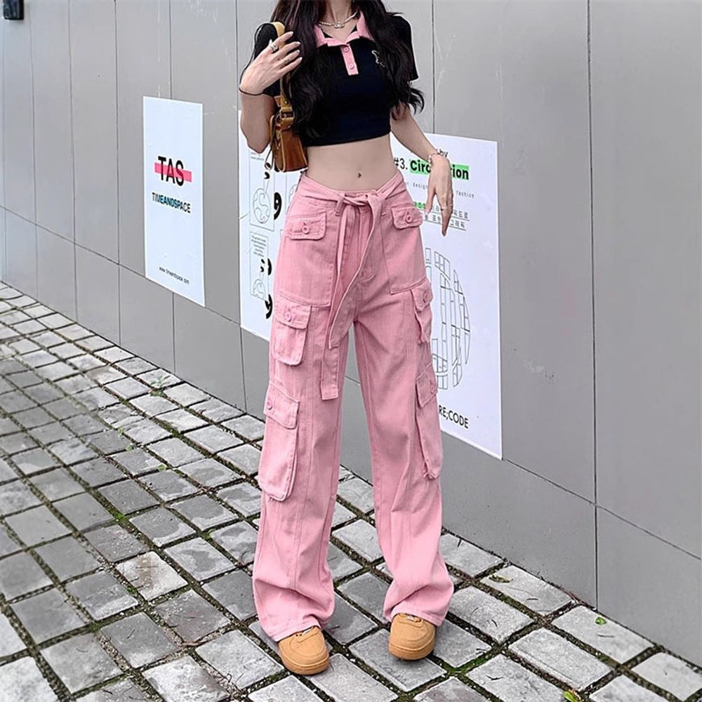 Women's American Vintage Multi-pocket Distressed Loose Cargo Pants