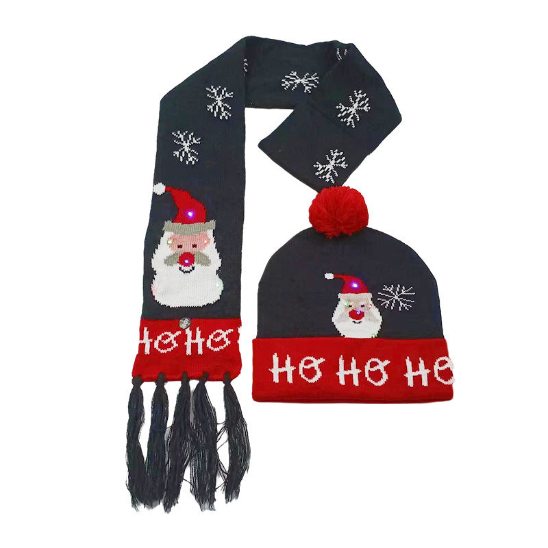 Holiday Party Christmas LED Luminous Knitted Jacquard Knitted Hat