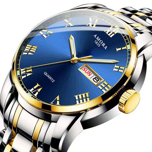New Men's Watch Steel Belt Quartz Watch Men's Watch Waterproof Luminous