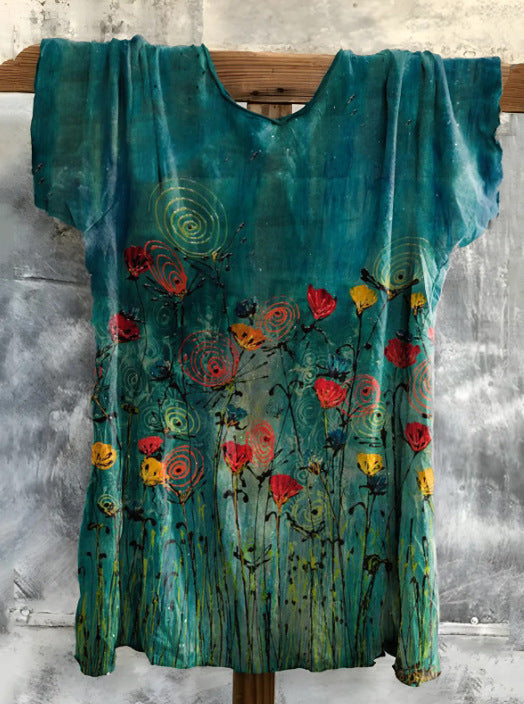 Fashion Digital Printing Loose Casual Women's Top