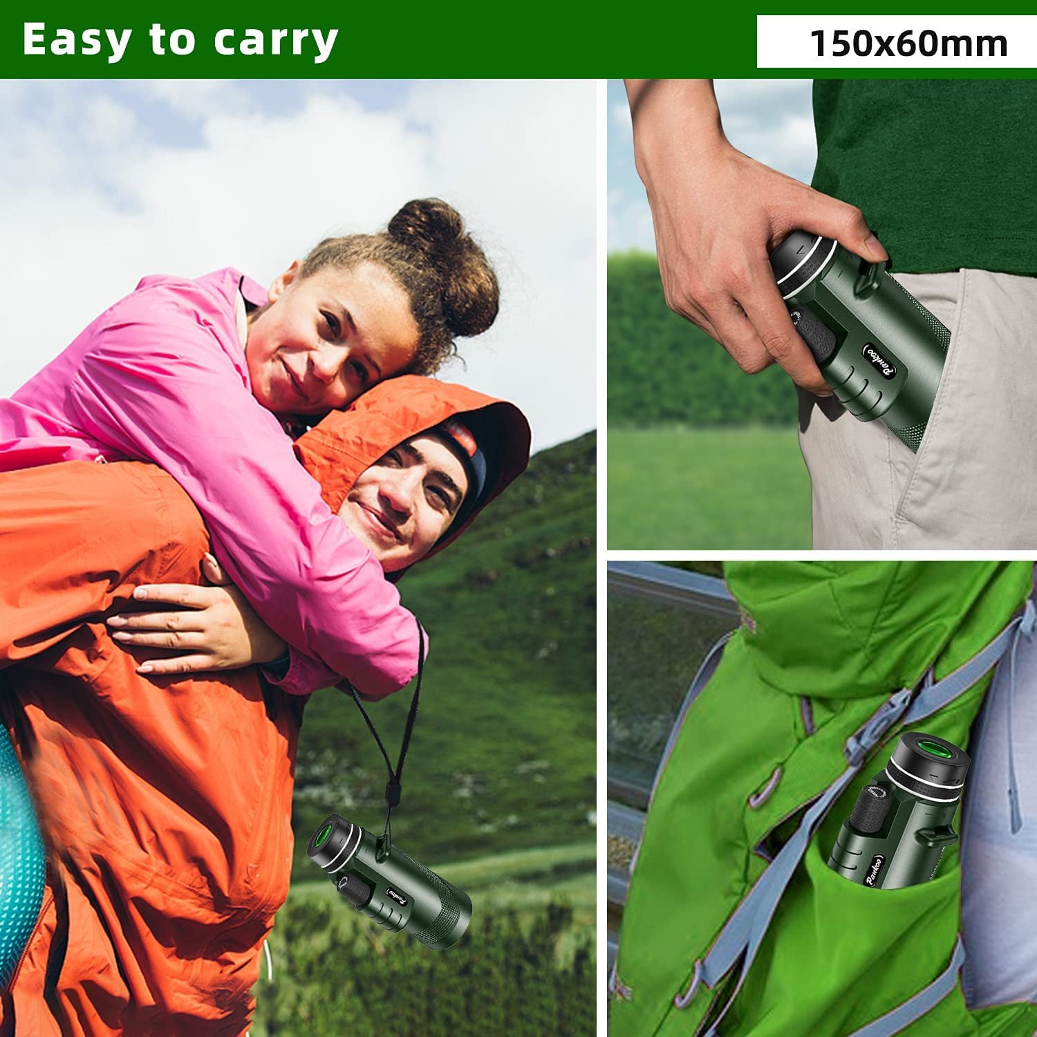 Mobile Phone Camera 40x60 Green Monocular HD