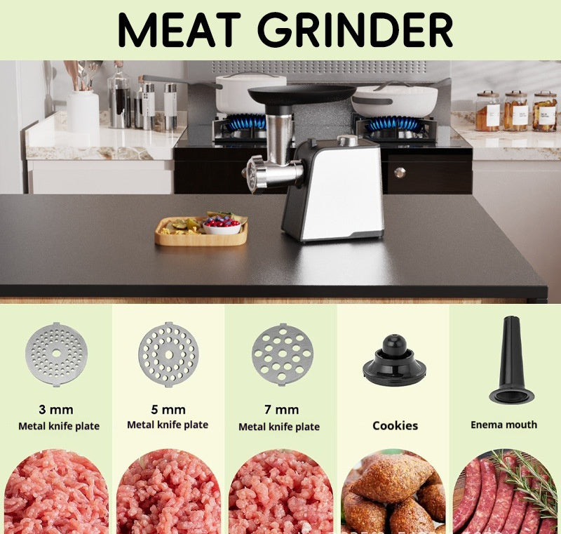 Small Household Multi-functional Stainless Steel Automatic Sausage Meat Grinder Meat Mincer Minced Pepper Garlic Paste