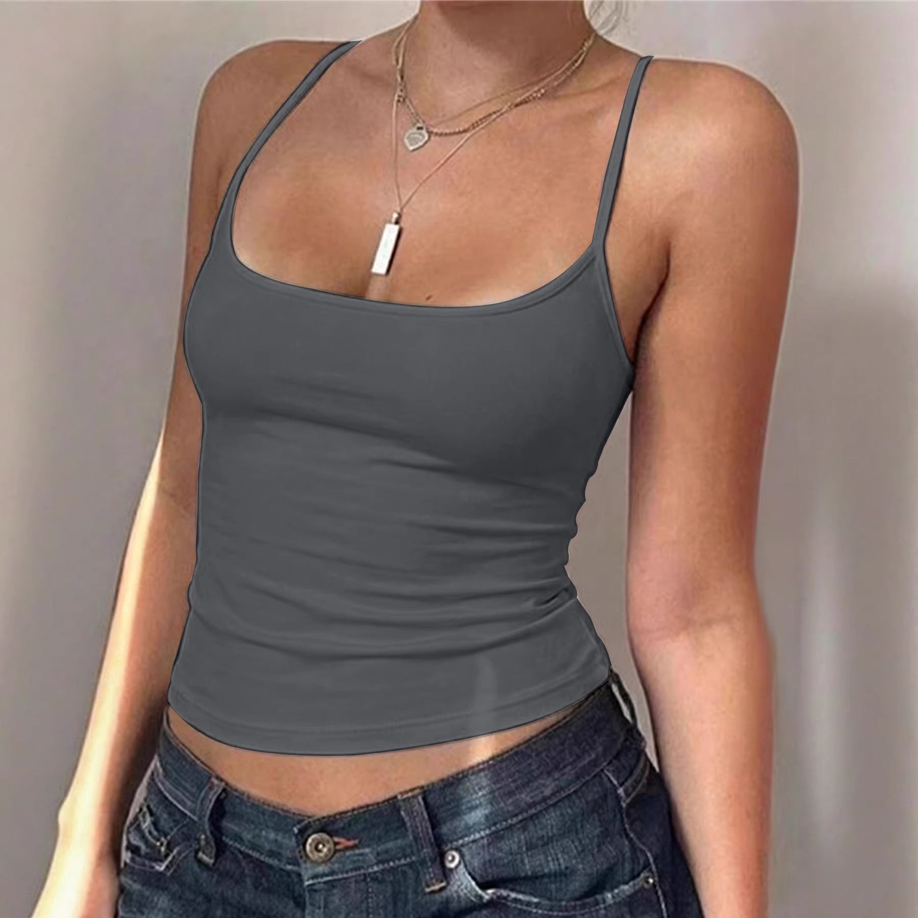 Women's Solid-Color Sassy Off-Shoulder Slim-Fit Camisole