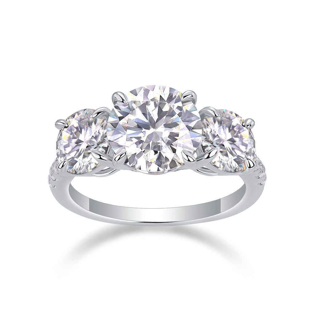 1Three Shining Stars - A Fashionable And Luxurious Jewelry Piece Set With 3-carat Moissanite S925 Sterling Silver And Platinum-plated Diamond Prohibit TikTok sales