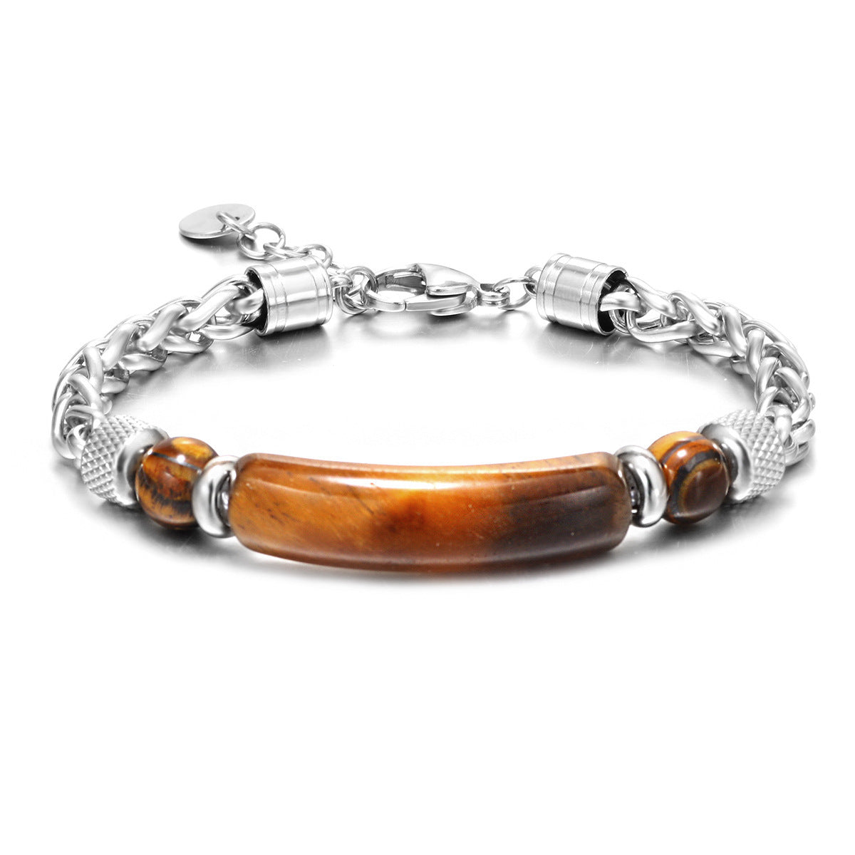 Natural Stone Bracelet Men's Chain Splicing Tiger Eye Stone