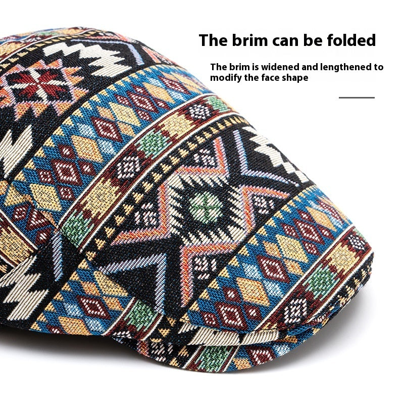 Ethnic Style Beret Leisure Jacquard Hat