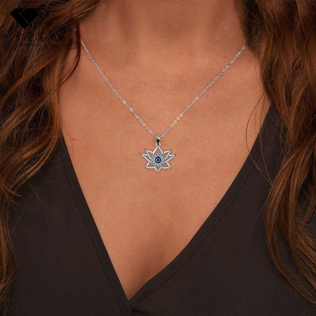 Vintage Lotus Bottom Devil's Eye Necklace