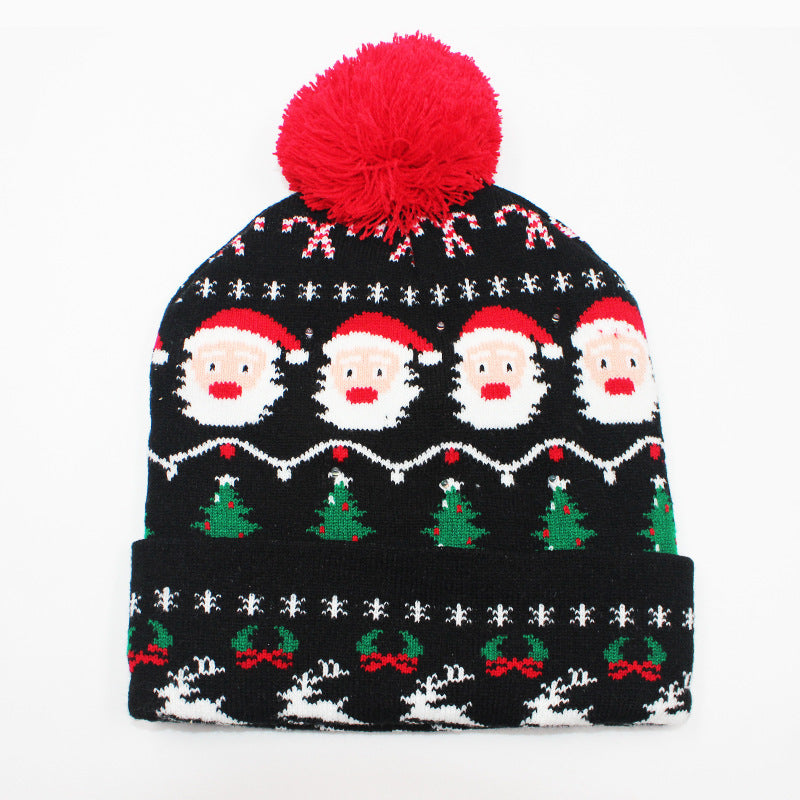 Holiday Party Christmas LED Luminous Knitted Jacquard Knitted Hat